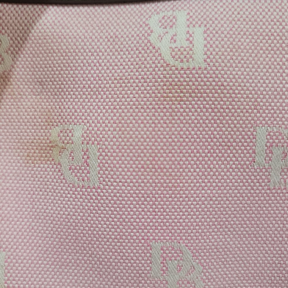 Dooney & Bourke Canvas Letter Carrier Pink & White Monogram Crossbody - Picture 11 of 13